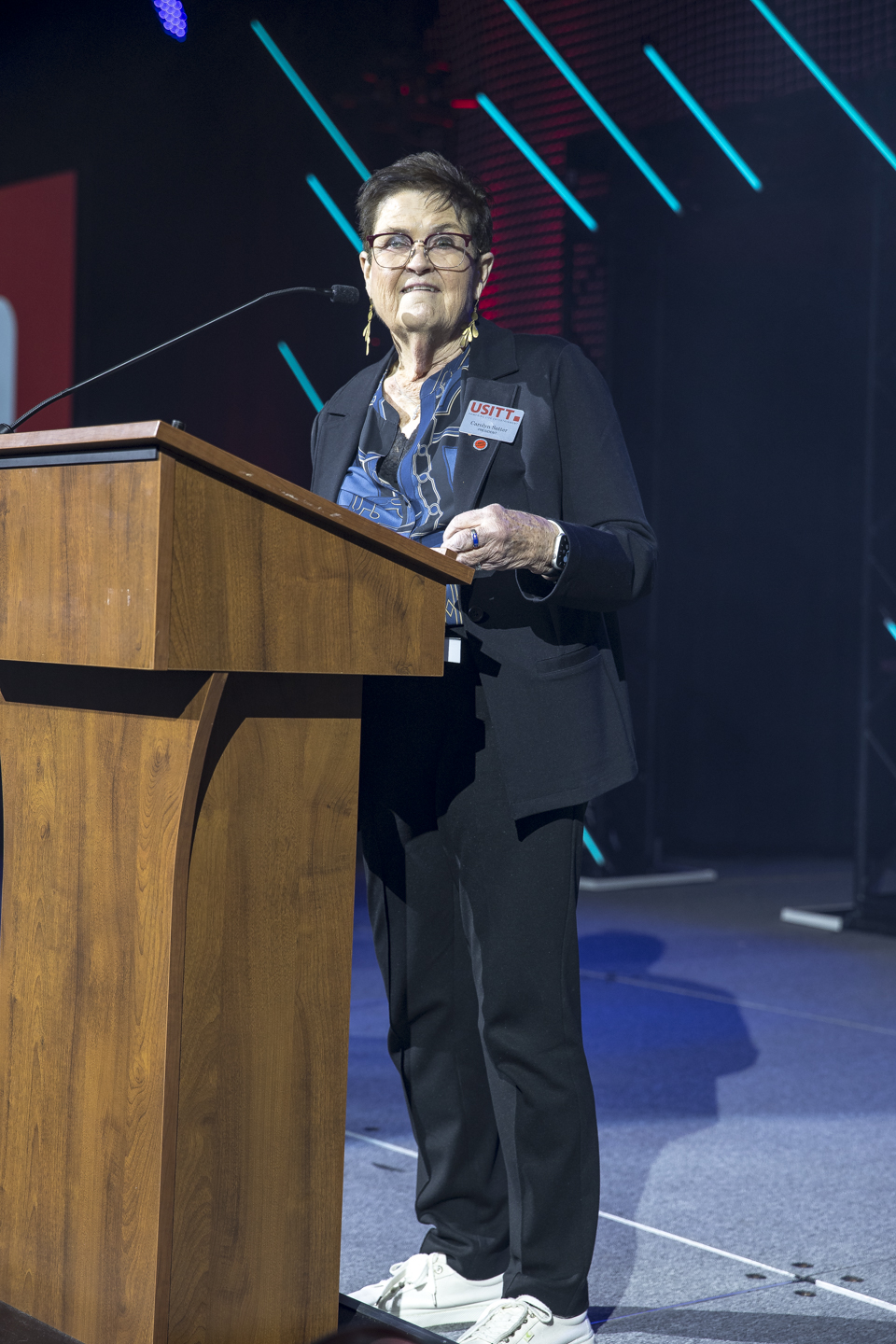 Carolyn Satter on the USITT24 Main Stage in Seattle.