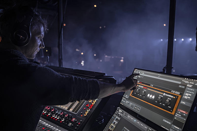 Using his Fourier Audio transform.engine, Jamie Tinsley easily and reliably controls Soundtoys’ MicroShift and other studio plugins during live shows