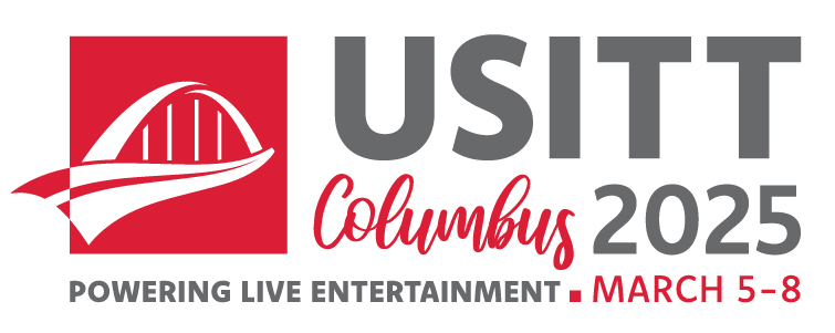 USITT25 Columbus Logo gray and red with tagline